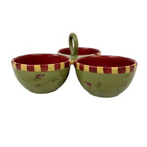 3-Section Ceramic Serving Dish w/Handle Olivia Debby Segura Signature Housewares